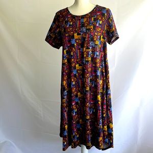 Lularoe “Carly “ high-low, size XL, floral/geometric, cotton/polyester/spandex